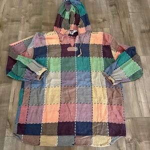 Vintage Angelique Hooded Sweater Free Size Patchwork Drug‎ Rug Lightweight
